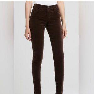 AG Adriano Goldschmied Brown Velvet Skinny Jeans Sz 27R